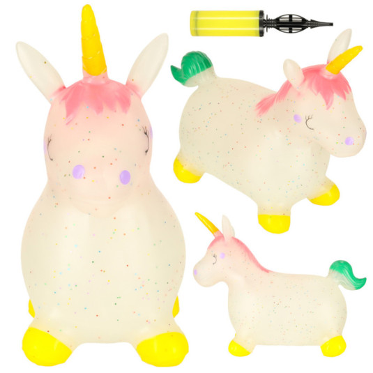 Podium salt pentru copii cu pompă cu unicorn din cauciuc