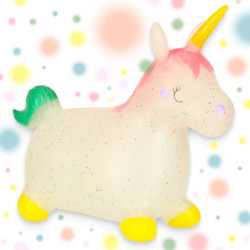 Podium salt pentru copii cu pompă cu unicorn din cauciuc