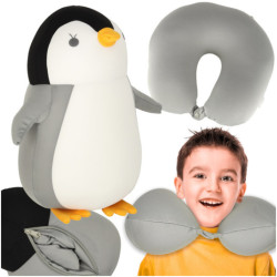 Perna de calatorie 2in1 pentru gat in masina avion pinguin mascota