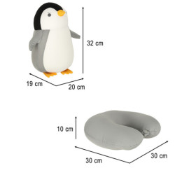 Perna de calatorie 2in1 pentru gat in masina avion pinguin mascota