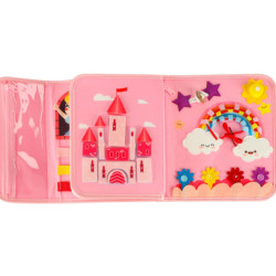Tablele senzoriale Montessori pentru manipulare pe rucsac roz