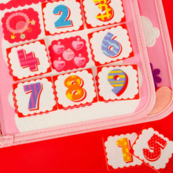 Tablele senzoriale Montessori pentru manipulare pe rucsac roz