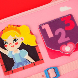 Tablele senzoriale Montessori pentru manipulare pe rucsac roz