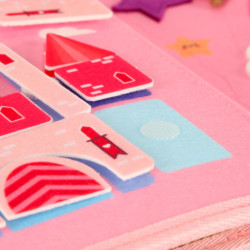 Tablele senzoriale Montessori pentru manipulare pe rucsac roz