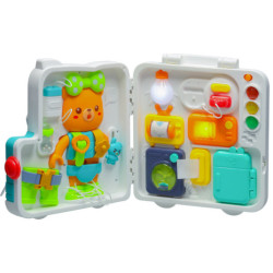Tablă de manipulare senzorială Montessori cu mânere urs XXL cu lumină și sunet