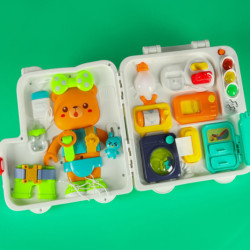 Tablă de manipulare senzorială Montessori cu mânere urs XXL cu lumină și sunet