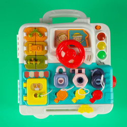 Tablă de manipulare senzorială Montessori cu mânere urs XXL cu lumină și sunet