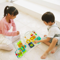 Tablă de manipulare senzorială Montessori cu mânere urs XXL cu lumină și sunet