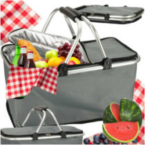 Coș pic-nic pliabil termic gri