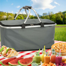 Coș pic-nic pliabil termic gri