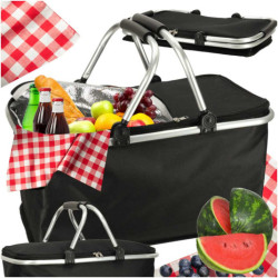 Coș pic-nic termic pliabil negru