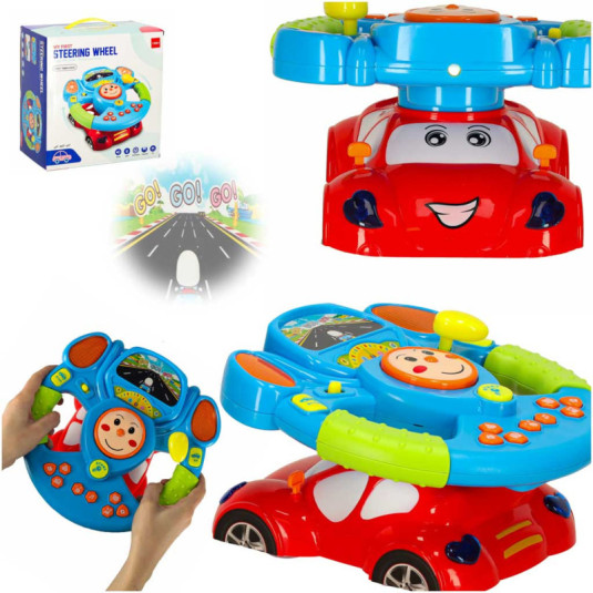 Simulator interactiv pentru copii cu volan muzică sunete lumini proiector