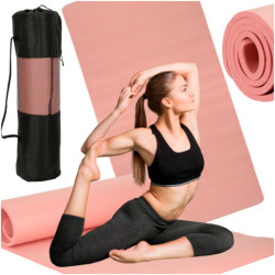 Covoraș de antrenament yoga gimnastică fitness gros 1,5 cm roz + husă
