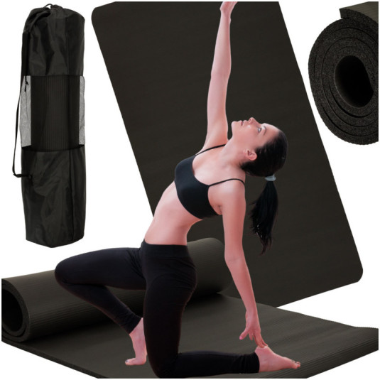 Covoraș pentru exerciții yoga gros 185x80x1,5 cm negru