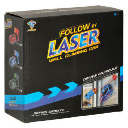 Mașină cu telecomandă controlată prin laser care merge pe perete pe gri laser