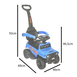 Mașină de teren push ride cu sunet și lumini albastră