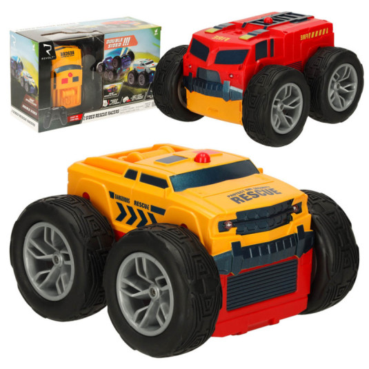 RC Revolt 2 Sided Rescue Racer mașină albastră cu telecomandă