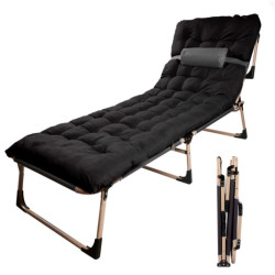 Pat de campanie pliabil pentru turism 198 cm negru
