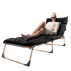 Pat de campanie pliabil pentru turism 198 cm negru