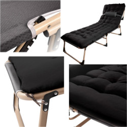 Pat de campanie pliabil pentru turism 198 cm negru