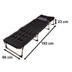 Pat de campanie pliabil pentru turism 198 cm negru