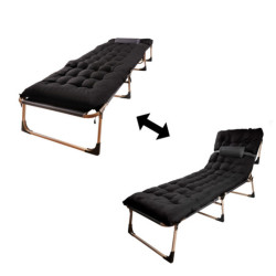 Pat de campanie pliabil pentru turism 198 cm negru