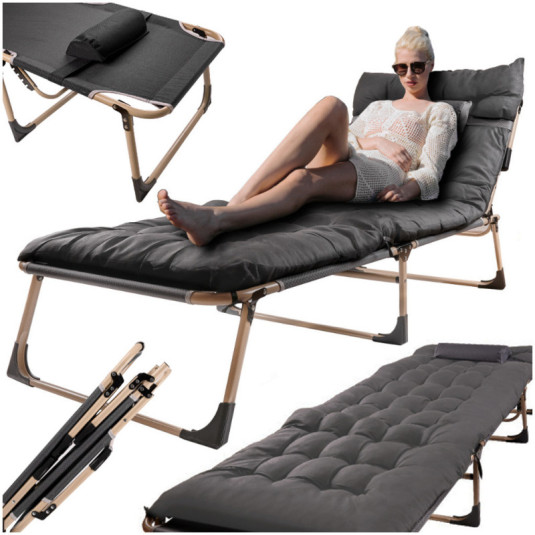 Pat de cărăuş pliabil turistic 198 cm gri închis