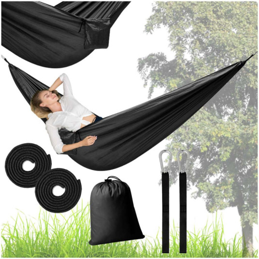 Hamac camping cărări hamac de călătorie 270cm negru