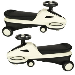 Trotineta cu gravitație cu roți LED luminoase cu redare muzică 74cm bej/negru max. 100kg