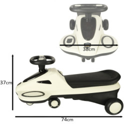 Trotineta cu gravitație cu roți LED luminoase cu redare muzică 74cm bej/negru max. 100kg