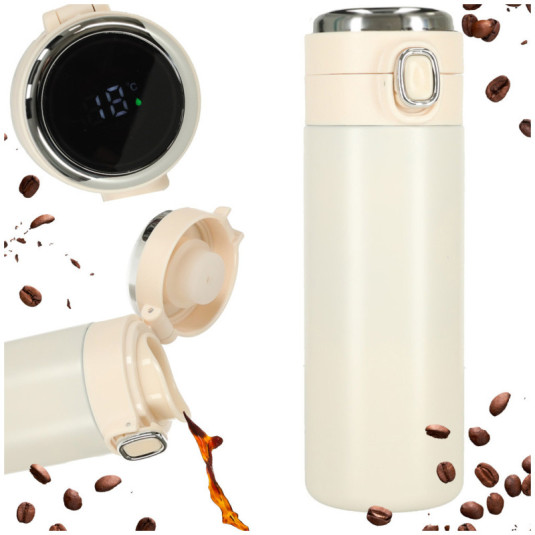 Cană termică cu adaptor LED termoizolantă 420ml bej