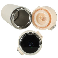Cană termică cu adaptor LED termoizolantă 420ml bej