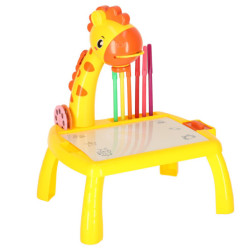 Tablă de desen cu proiector girafă galben
