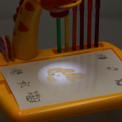 Tablă de desen cu proiector girafă galben