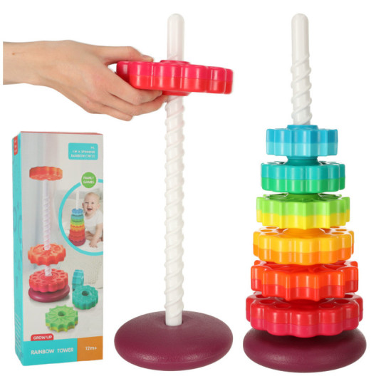 Turn piramidă curcubeu cu spirală pentru stivuire