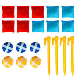 Joc darts reversibil cu velcro - săgeți, mingi, pungi 21 buc.