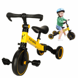 Tricicletă Fix Mini tricicletă de alergare 3în1 cu pedale galben