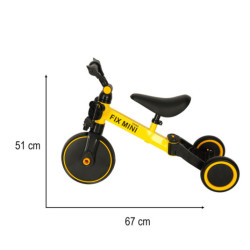 Tricicletă Fix Mini tricicletă de alergare 3în1 cu pedale galben