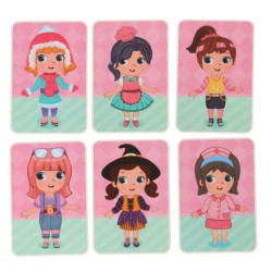 Puzzle magnetic cu păpușă îmbrăcată 51 piese