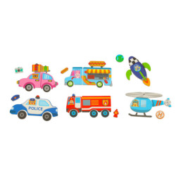Puzzle magnetic cu mijloace de transport
