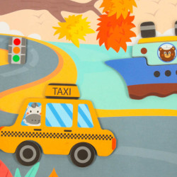 Puzzle magnetic cu mijloace de transport