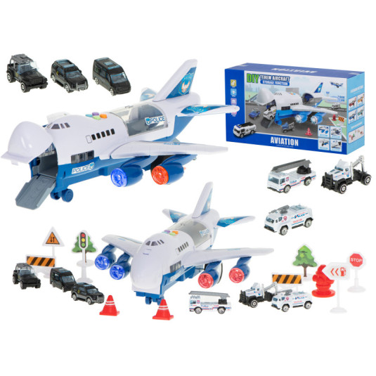 Avion Transporter + 6 masini politie lateral/frontal