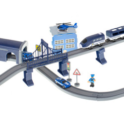 Masini de politie electrice cu tren 92 piese ~300cm