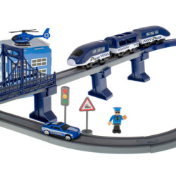 Masini de politie electrice cu tren 92 piese ~300cm