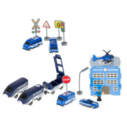 Masini de politie electrice cu tren 92 piese ~300cm