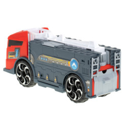 Transportor TIR 2în1 garaj parcare pompieri + 3 mașini roșu