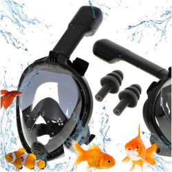 Mască pliabilă completă cu snorkel L/XL neagră