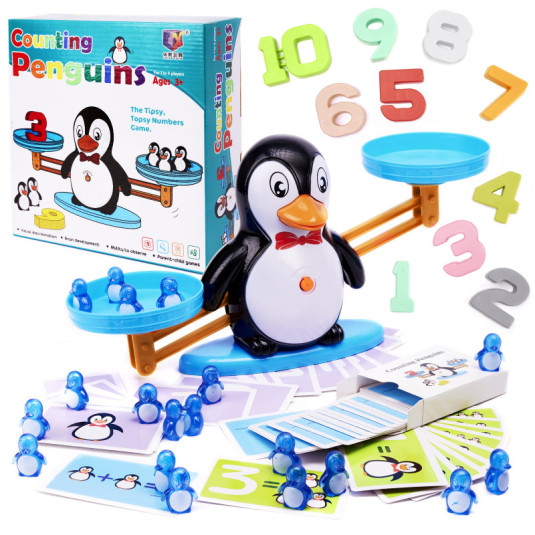 Joc educational echilibru invatare numarare pinguini mare