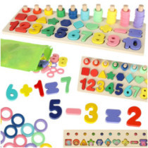 Sortatorul Montessori din lemn cu numere 3în1 13x36cm