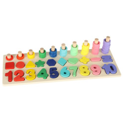Sortatorul Montessori din lemn cu numere 3în1 13x36cm